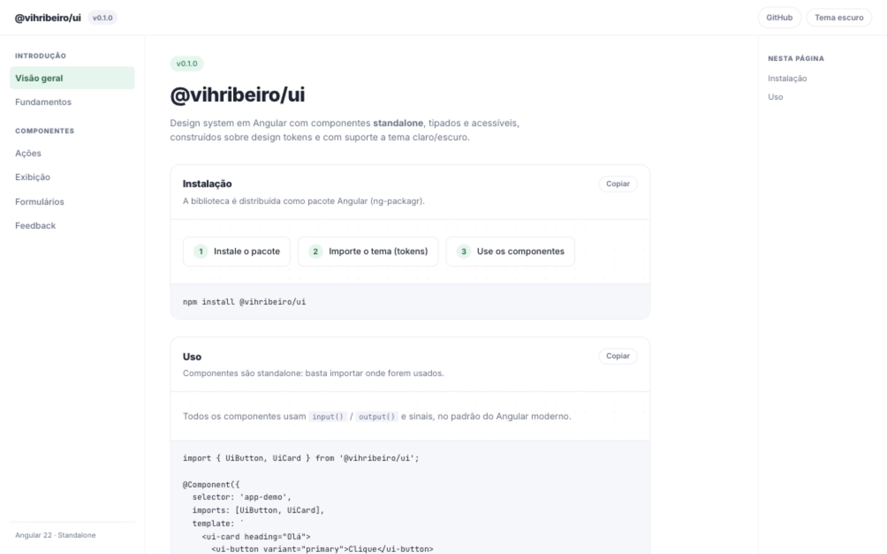 @vihribeiro/ui · Design System